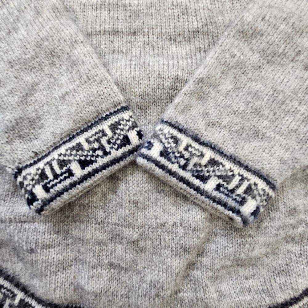 Alpaca Connection Sweater Womens Size M Gray Wool Hooded Pullover Fringe Pocket - Picture 15 of 16